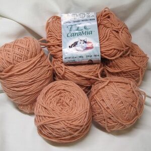 TLC Cara Mia Knitting Crochet Yarn in Coral 2208